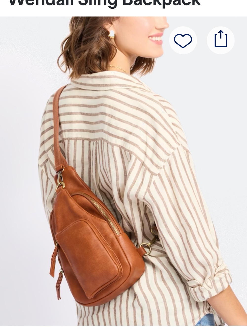 Urban Expressions Rust Tan Leather Crossbody Sling Bag - Picture 2 of 9